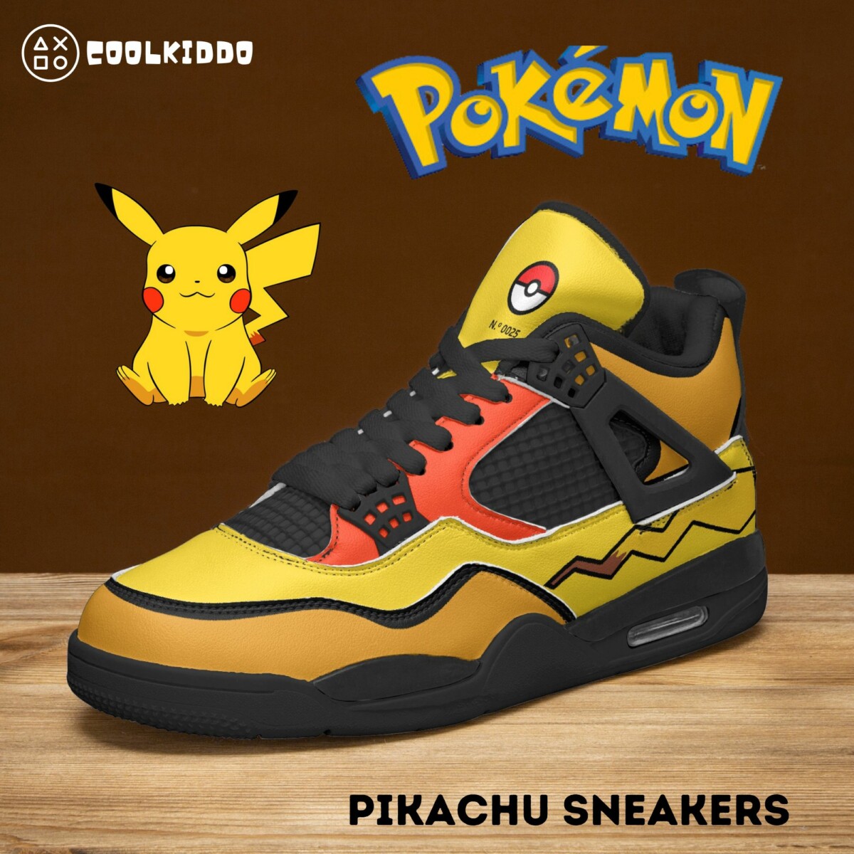 Pikachu (Pokémon) AJ4 Basketball Sneakers – Black Sole Cool Kiddo 10