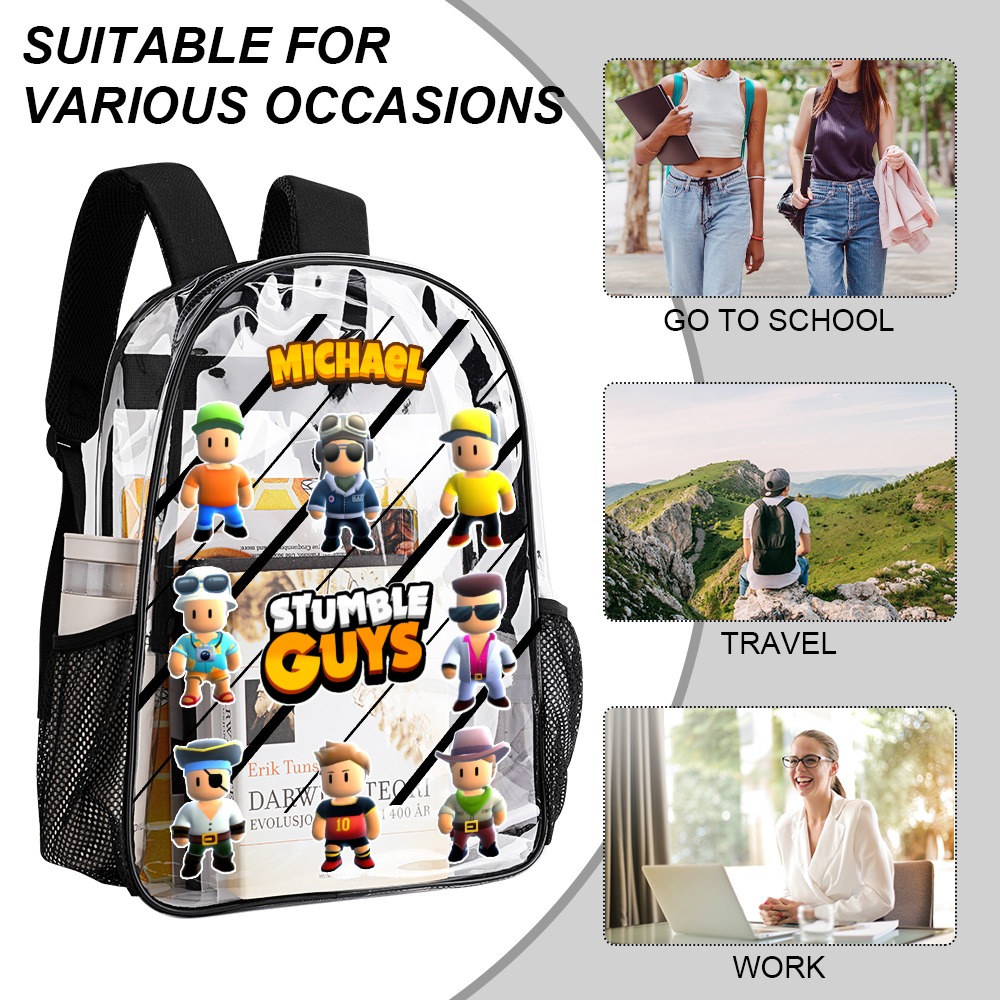 Stumble Guys  – Transparent Bag 17 inch 2024 New Cool Kiddo 20