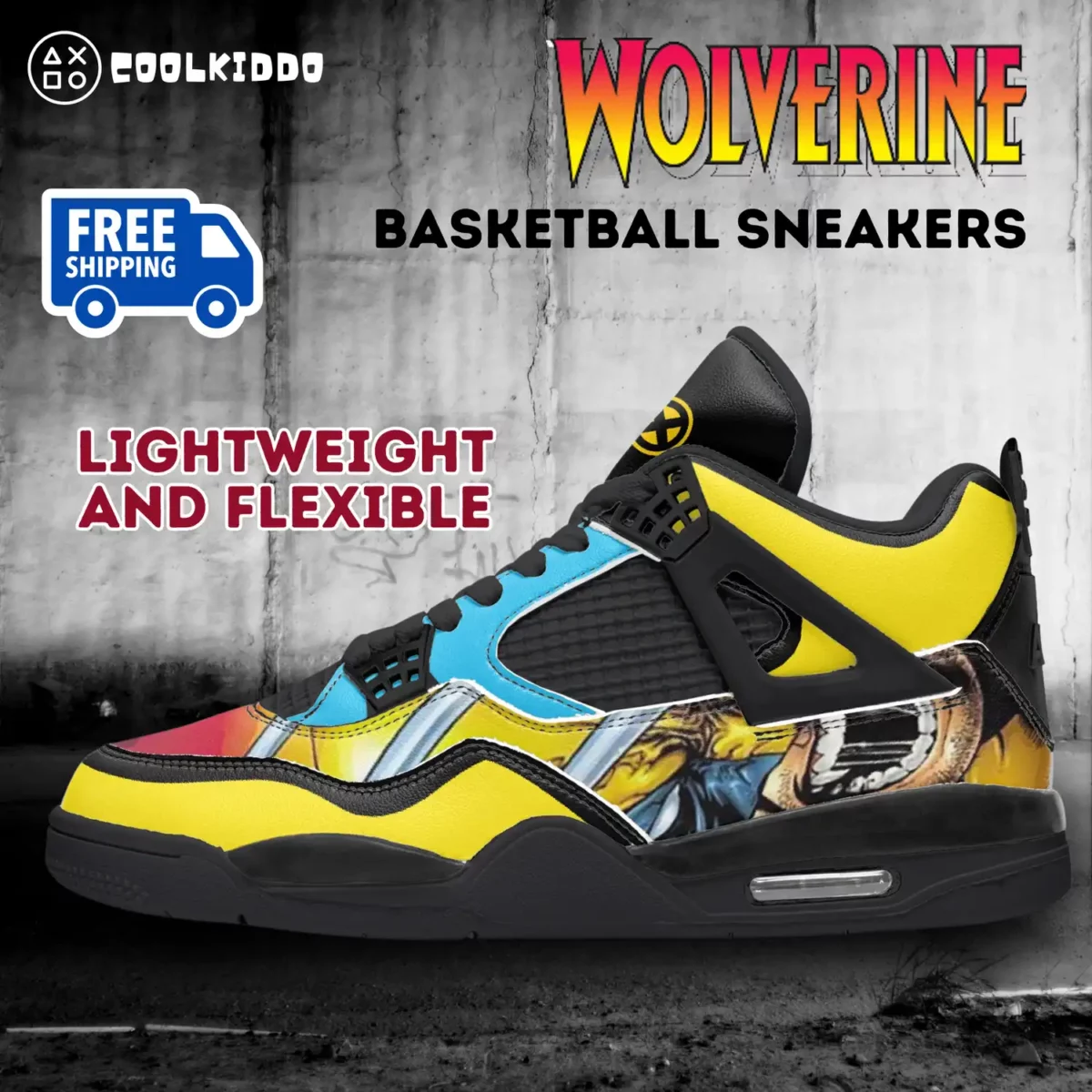 Wolverine AJ4 Basketball Sneakers – Black Sole Cool Kiddo 16