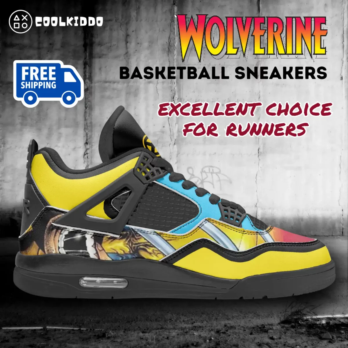 Wolverine AJ4 Basketball Sneakers – Black Sole Cool Kiddo 14