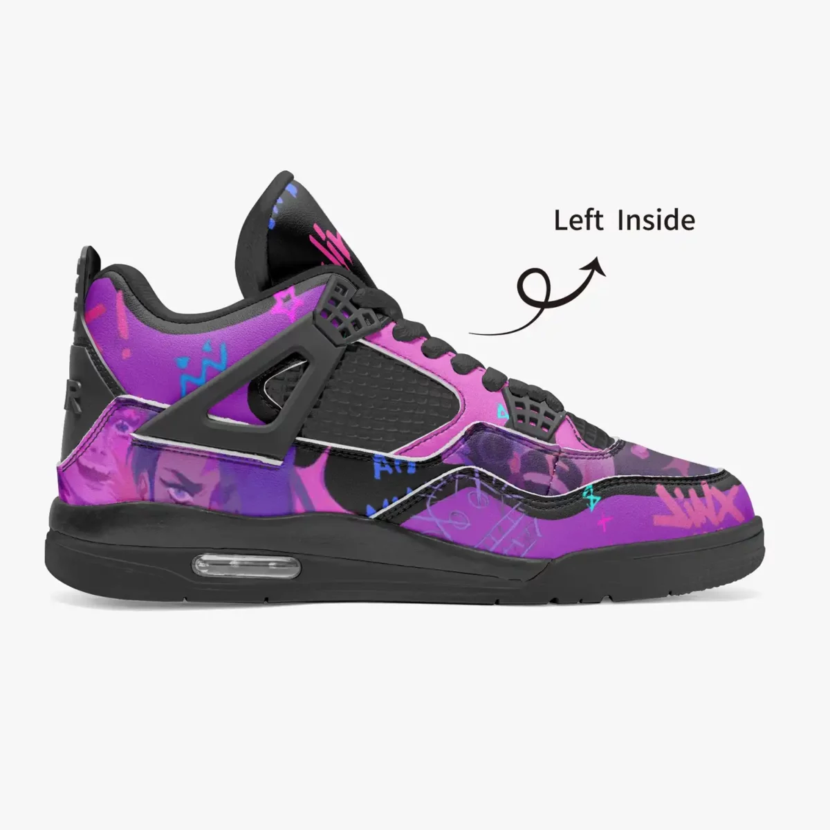 Jinx Arcane AJ4 Basketball Sneakers – League Of Leaguends Black Sole Shoes Cool Kiddo 28