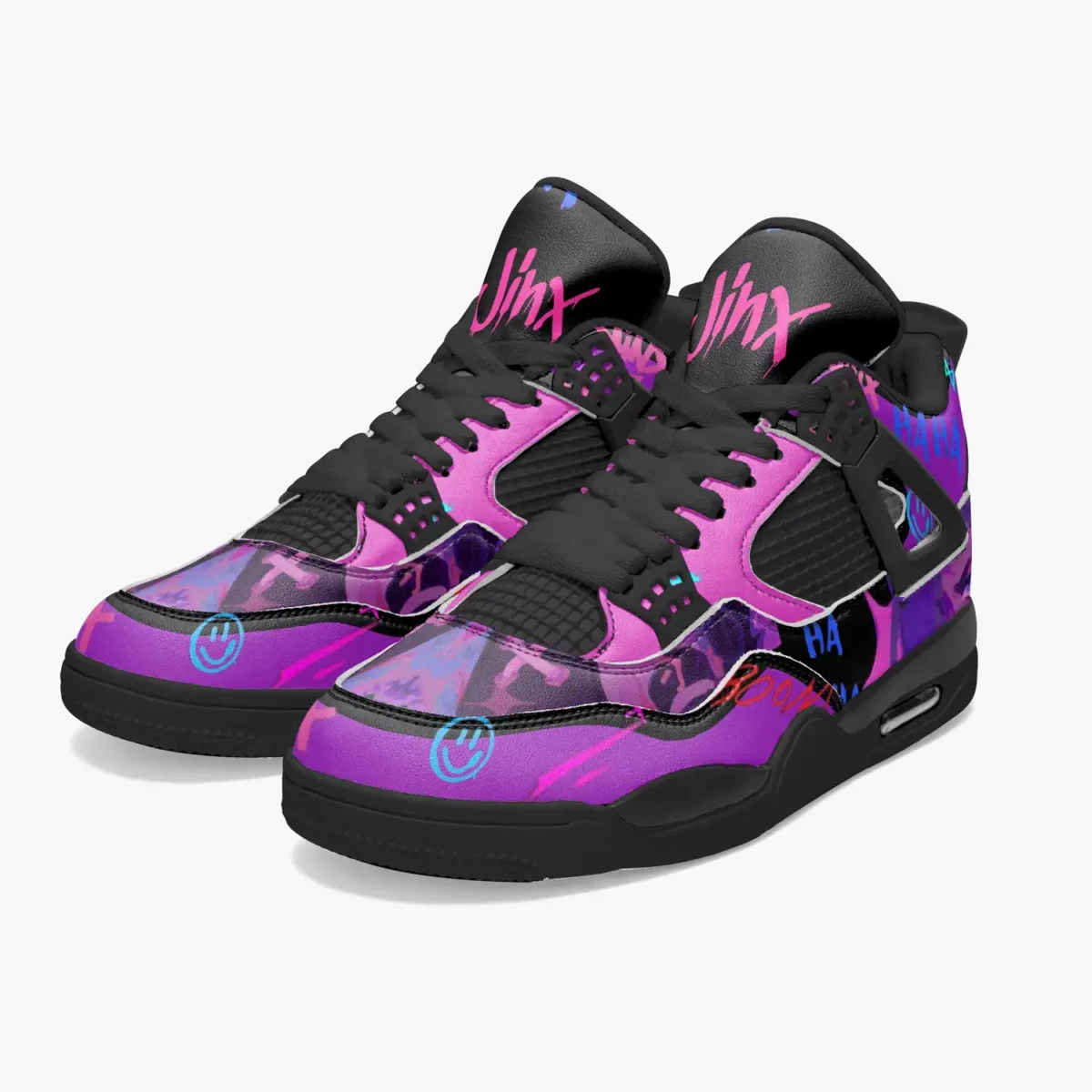 Jinx Arcane AJ4 Basketball Sneakers – League Of Leaguends Black Sole Shoes Cool Kiddo 22