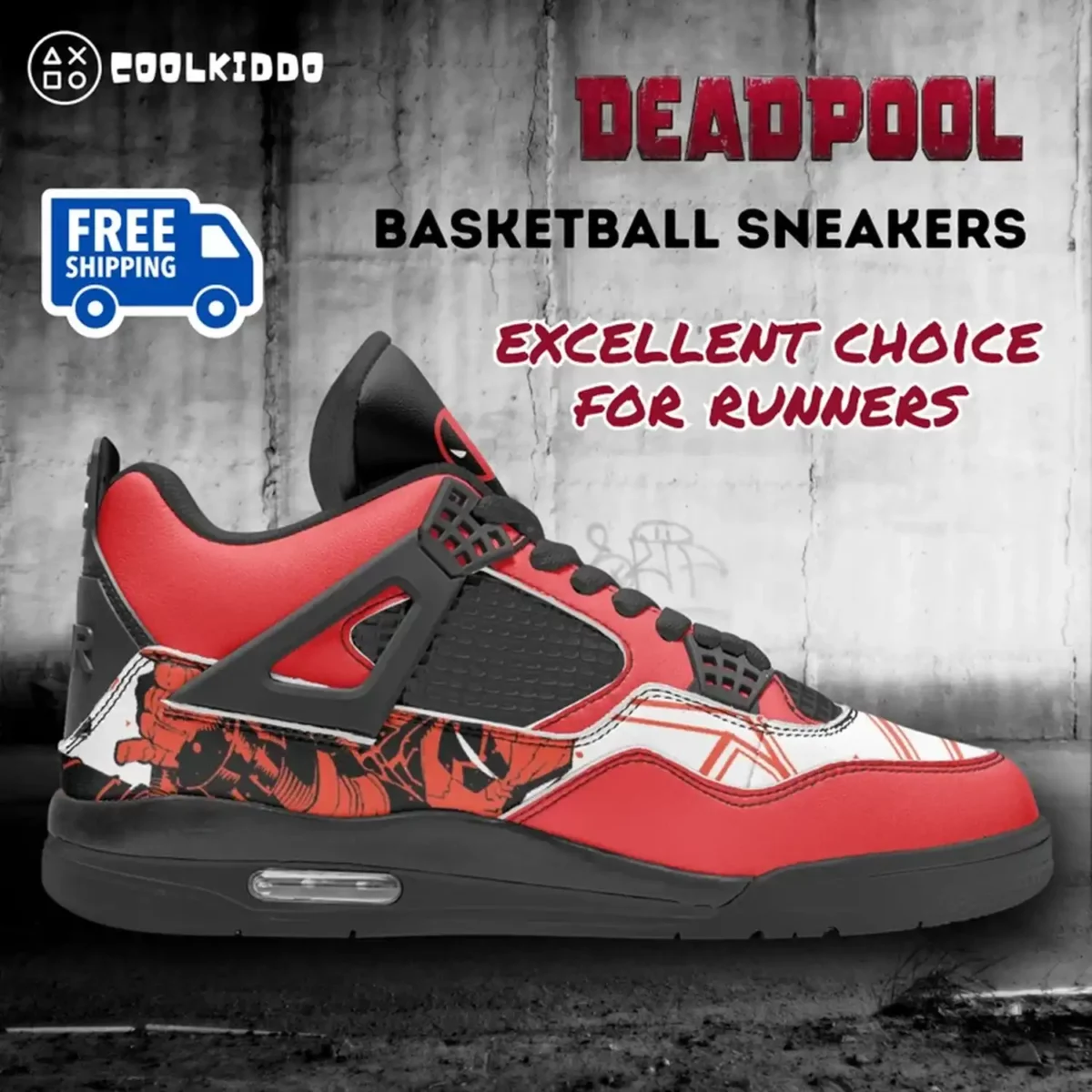 Deadpool AJ4 Basketball Sneakers – Black Sole Cool Kiddo 14