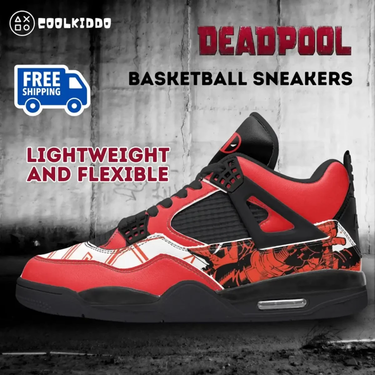 Deadpool AJ4 Basketball Sneakers – Black Sole Cool Kiddo 16