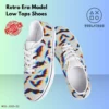 Retro Bats Skate White Shoes Classics Vans Era Style | Glitch Art | Halloween Sneakers