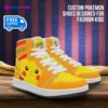 Personalized Pikachu Character High-Top Leather Pokémon Sneakers For Kids Cool Kiddo