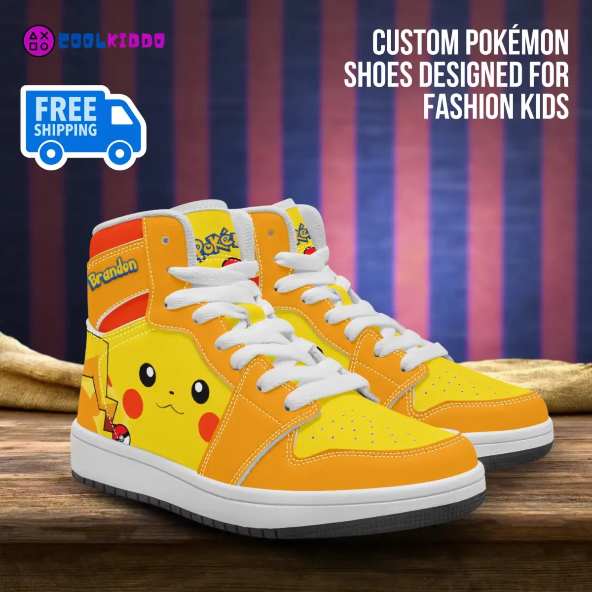 Personalized Pikachu Character High-Top Leather Pokémon Sneakers For Kids Cool Kiddo 10