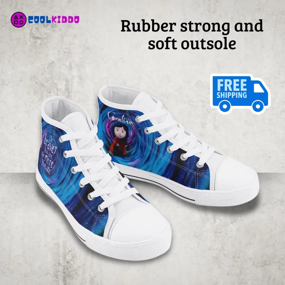 Coraline-Inspired Kids’ Custom High-Top Canvas Sneakers, animated movie Inspired Casual Shoes for Kids Cool Kiddo 12