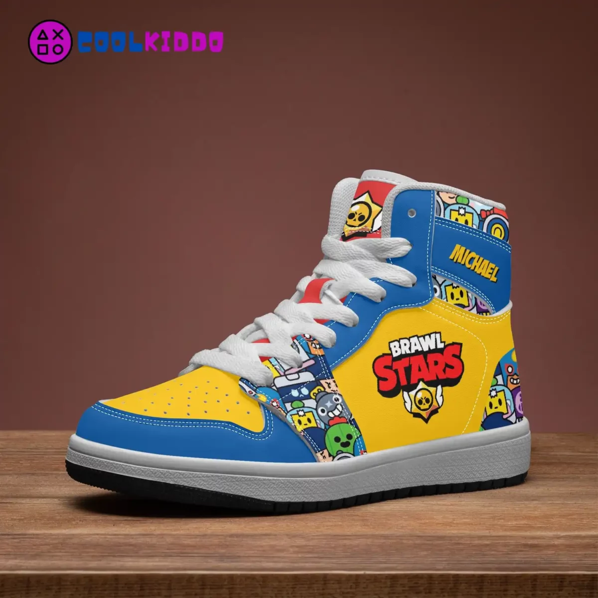 Brawl Stars High-Top Kids/Youth Sneakers | Brawl Stars Characters Leather Print Shoes by Cool Kiddo Cool Kiddo 14