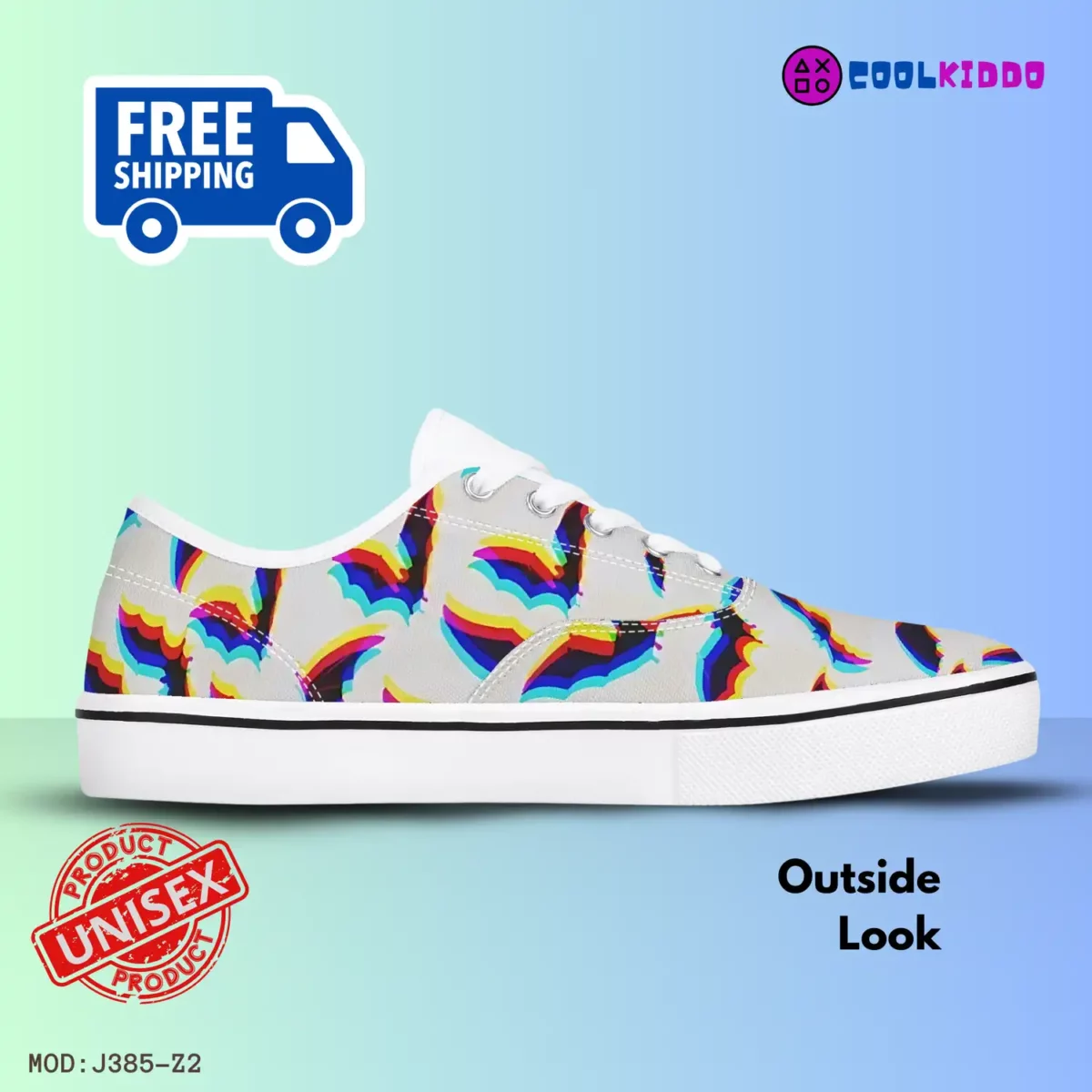 Retro Bats Skate White Shoes Classics Vans Era Style | Glitch Art | Halloween Sneakers Cool Kiddo 16