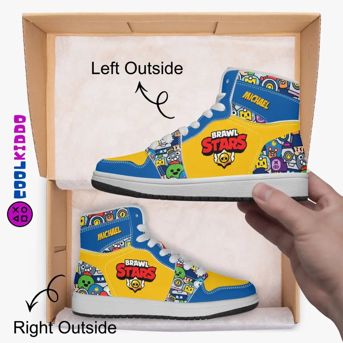 Brawl Stars High-Top Kids/Youth Sneakers | Brawl Stars Characters Leather Print Shoes by Cool Kiddo Cool Kiddo 22