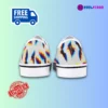 Retro Bats Skate White Shoes Classics Vans Era Style | Glitch Art | Halloween Sneakers Cool Kiddo 34