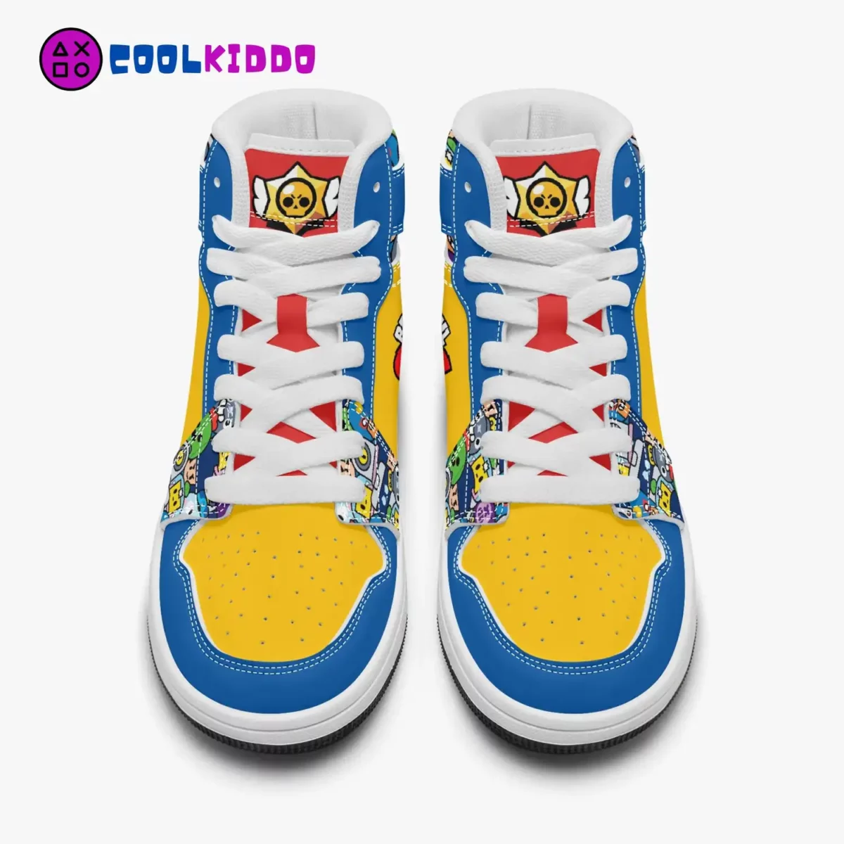 Brawl Stars High-Top Kids/Youth Sneakers | Brawl Stars Characters Leather Print Shoes by Cool Kiddo Cool Kiddo 24