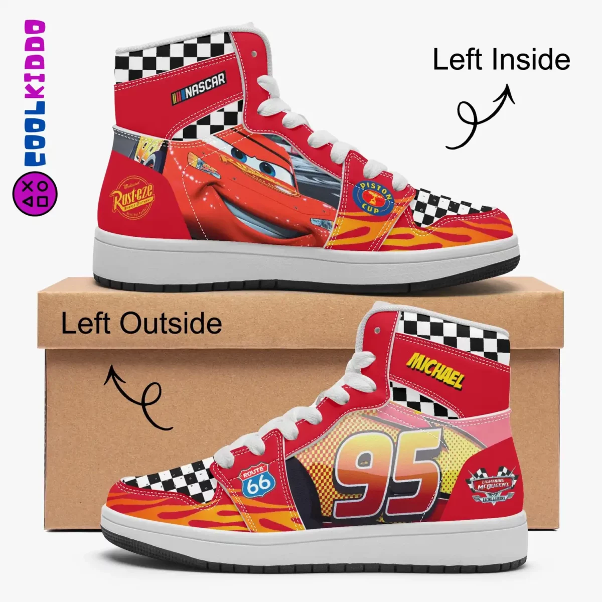 Personalized Lightning McQueen Cars High-Top Leather Children/Youth Shoes | Casual Sneakers Cool Kiddo 14