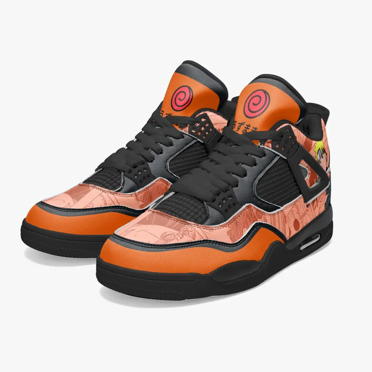 Naruto Uzumaki High-Top Black Sole Sneakers: Naruto Shippuden Basketball Kicks | Akatsuki Youth/Adult Sizes | Manga Shoes Design | Cool Kiddo Collection Cool Kiddo 18