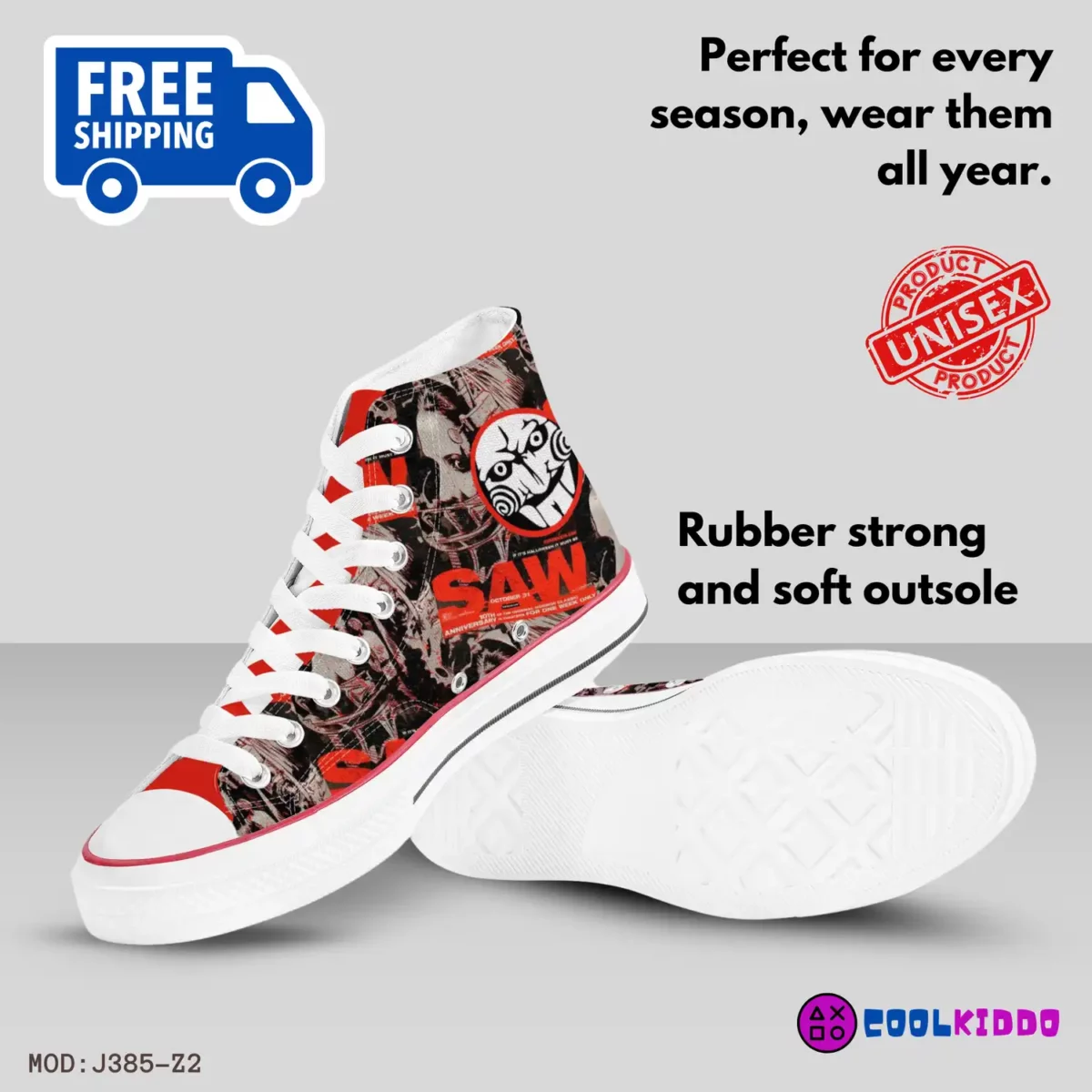 Custom SAW Saga High-Top Canvas Sneakers, Jigsaw Movies Inspired Casual Shoes for Youth/Adults Cool Kiddo 14