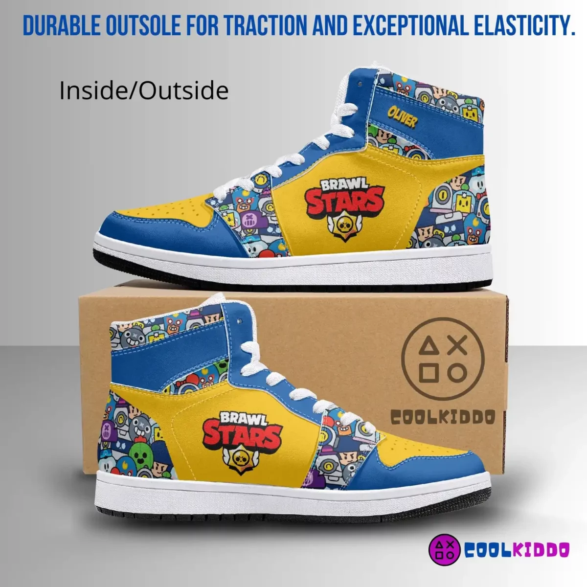 Custom Brawl Stars Videogame High-Top Vegan Leather | Adult/Youth Casual Sneakers | Optional Personalization Cool Kiddo 14