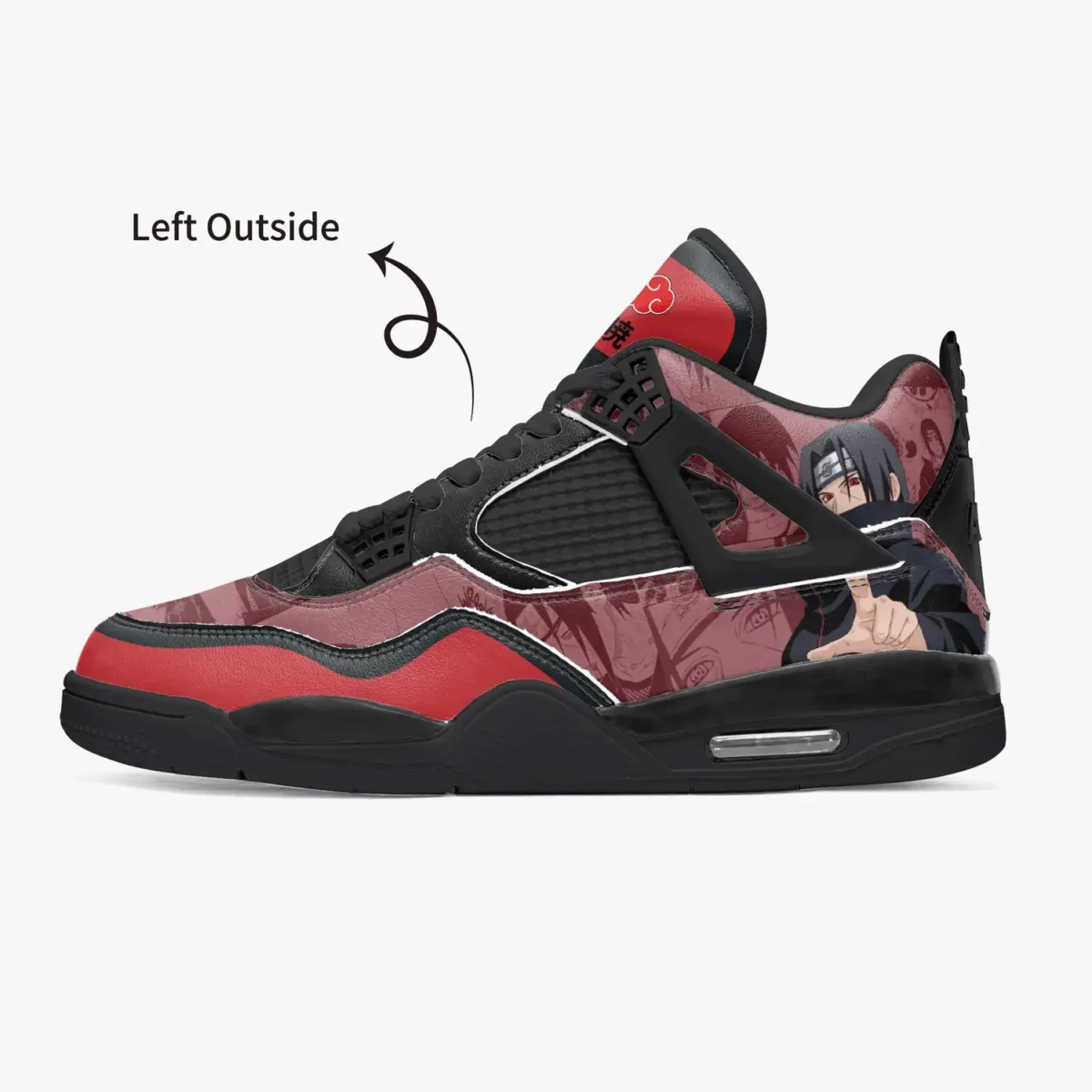 Itachi Uchiha High-Top Black Sole Sneakers: Naruto Shippuden Basketball Kicks | Akatsuki Youth/Adult Sizes | Manga Shoes Design | Cool Kiddo Collection Cool Kiddo 16