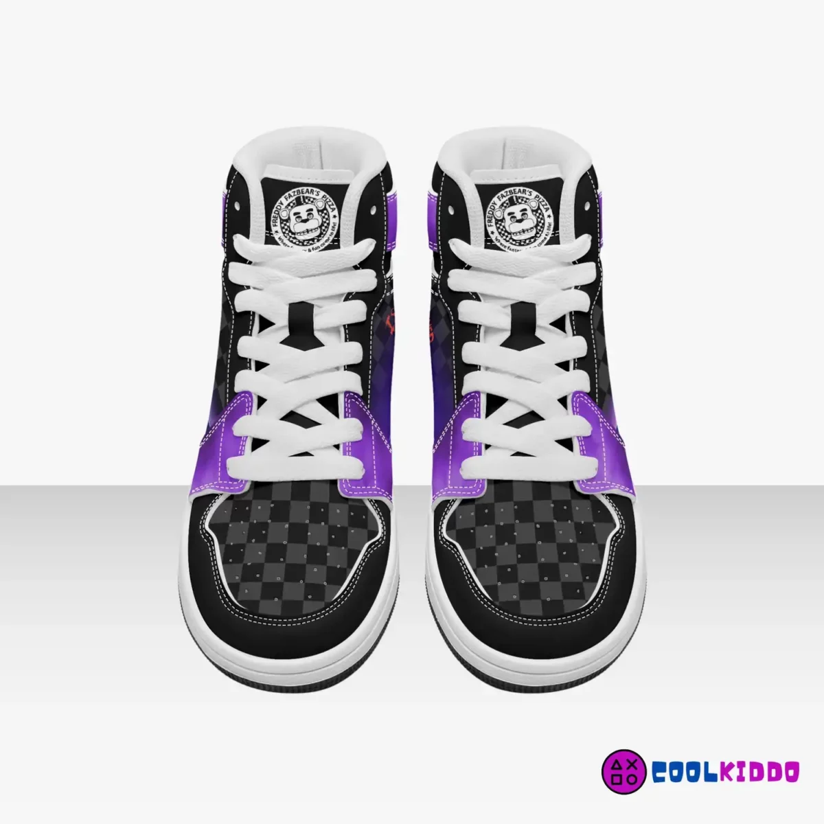 Personalized Five Nights at Freddy’s | Fazbear’s Character | FNAF High-Top Leather Black and Purple Shoes Cool Kiddo 20