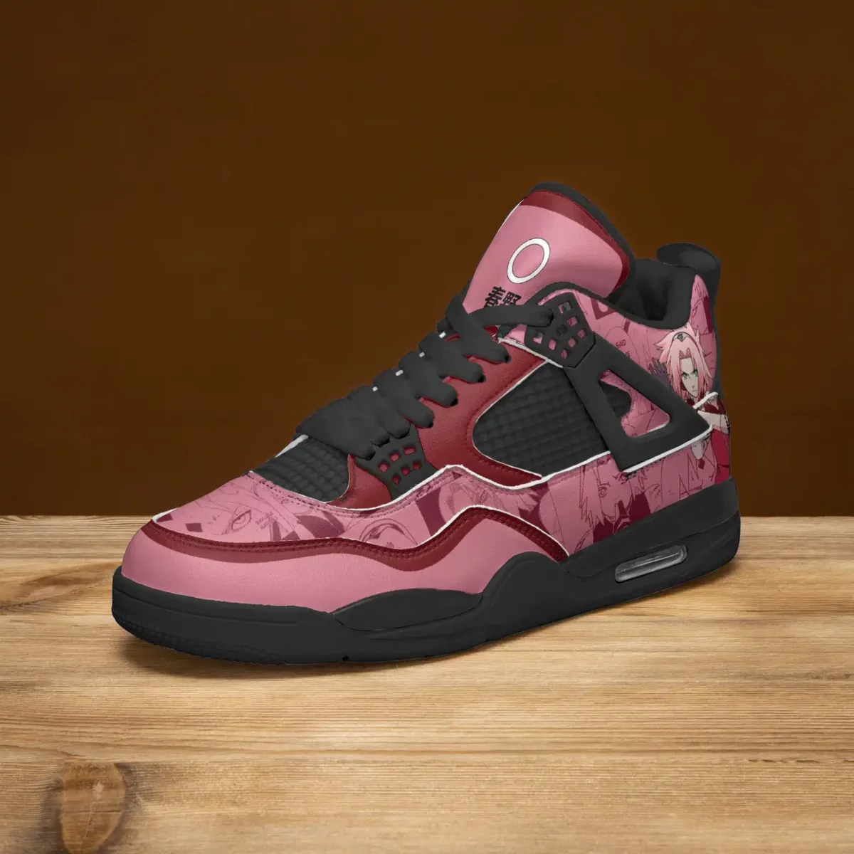 Sakura Haruno High-Top Black Sole Sneakers: Naruto Shippuden Basketball Kicks | Akatsuki Youth/Adult Sizes | Manga Shoes Design | Cool Kiddo Collection Cool Kiddo 24