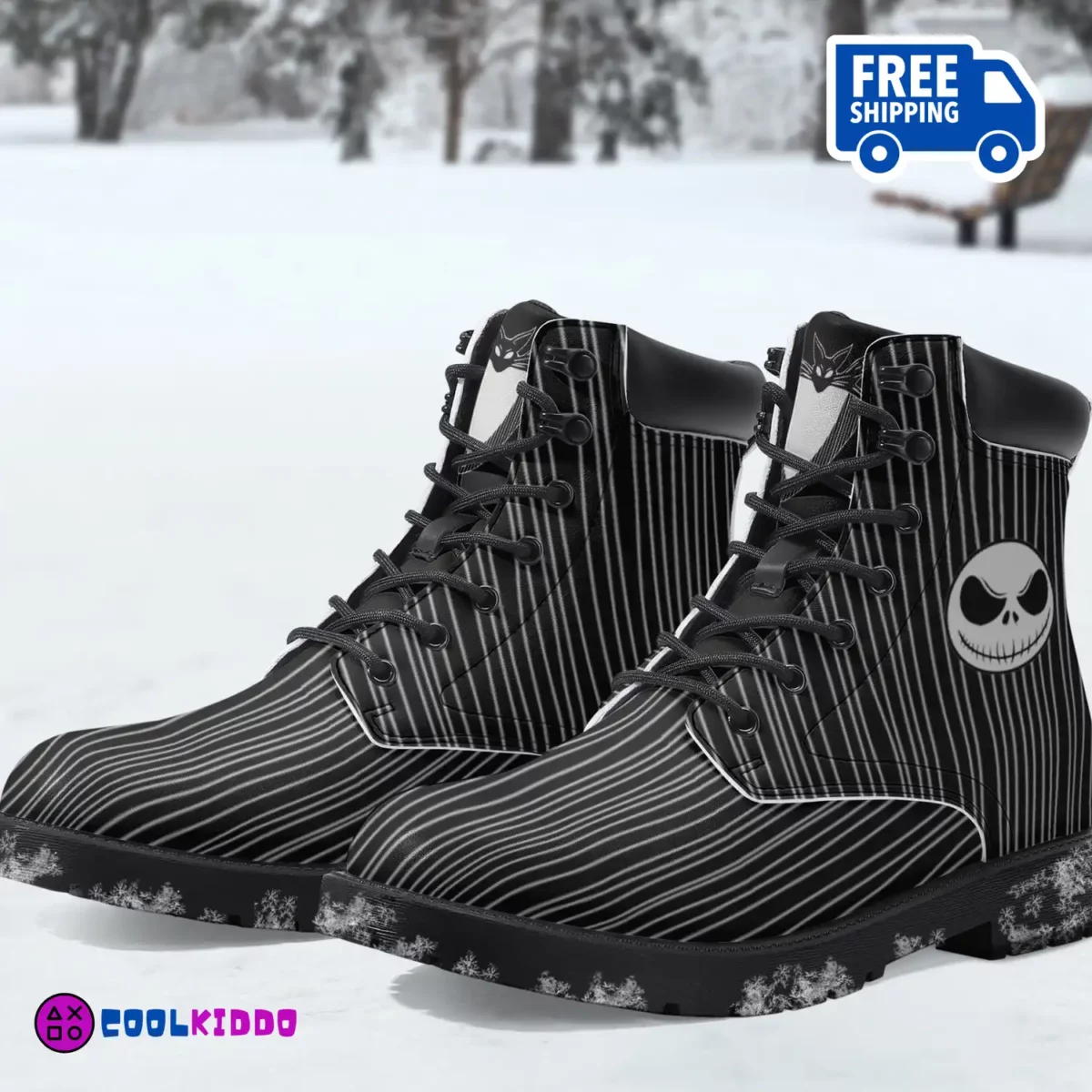 Nigthmare Before Christmas Movie Inspired Casual Leather Jack Skellington Boots Unisex | Cosplay & Halloween Design for Youth/Adults Shoes Cool Kiddo 20