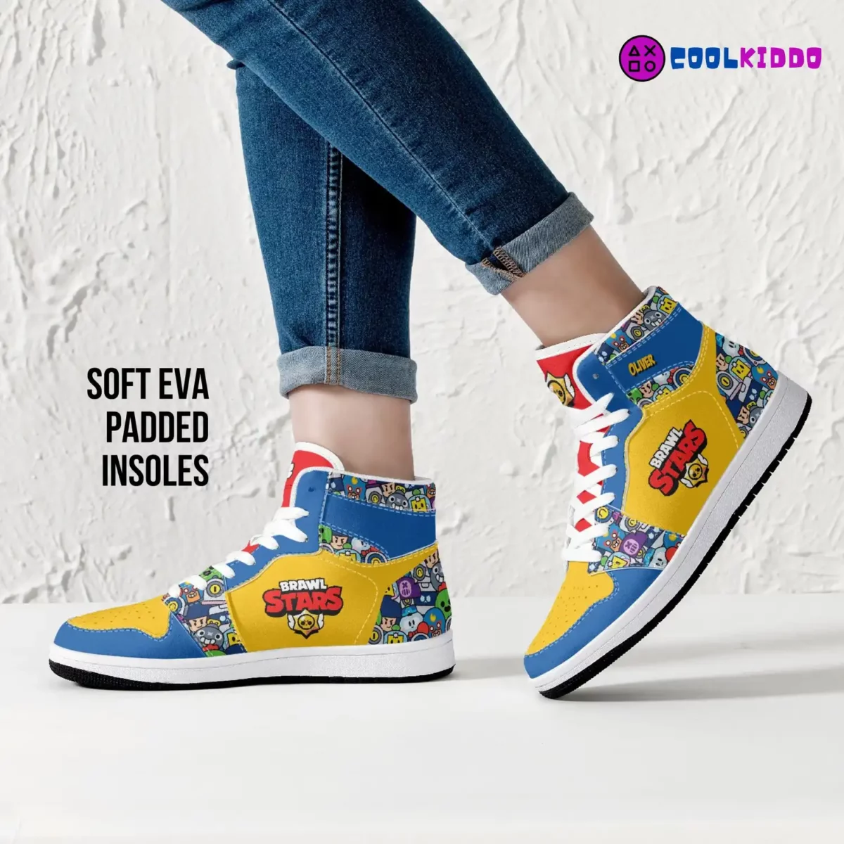 Custom Brawl Stars Videogame High-Top Vegan Leather | Adult/Youth Casual Sneakers | Optional Personalization Cool Kiddo 20