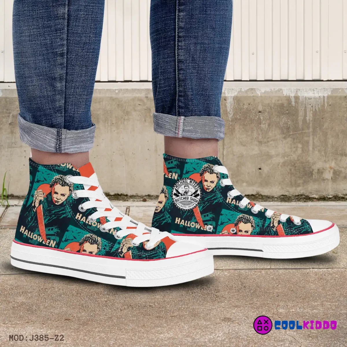 Custom Halloween Saga High-Top Canvas Sneakers, 80s Movies Inspired Casual Shoes for Youth/Adults Cool Kiddo 22