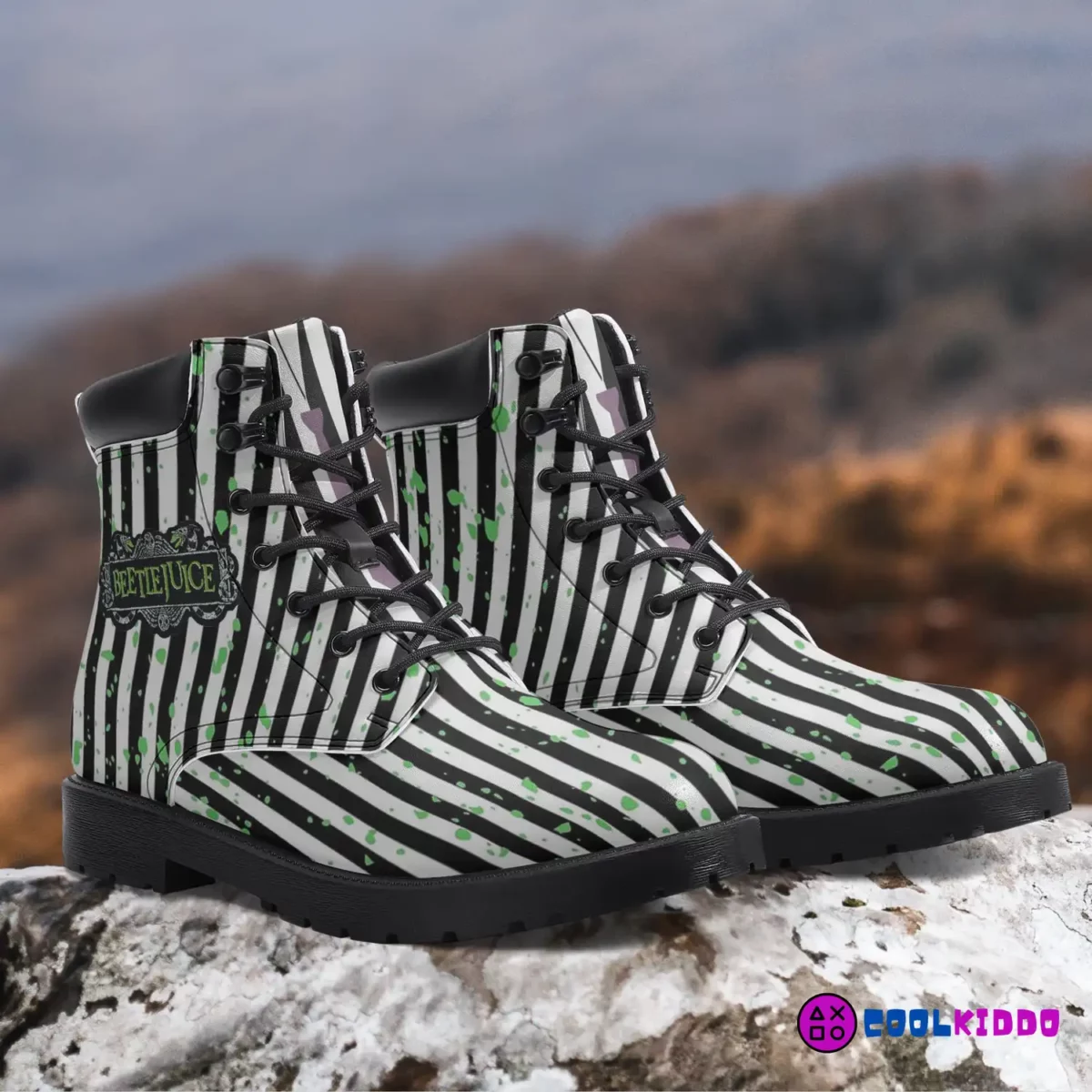 Beetlejuice Movie Inspired Casual Leather Boots Unisex | Cosplay & Halloween Design for Youth/Adults by Cool Kiddo Cool Kiddo 22