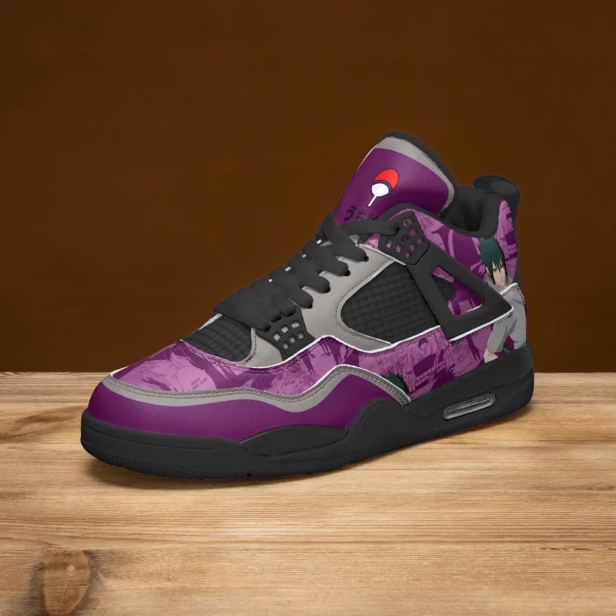 Sasuke Uchiha High-Top Black Sole Sneakers: Naruto Shippuden Basketball Kicks | Akatsuki Youth/Adult Sizes | Manga Shoes Design | Cool Kiddo Collection Cool Kiddo 24