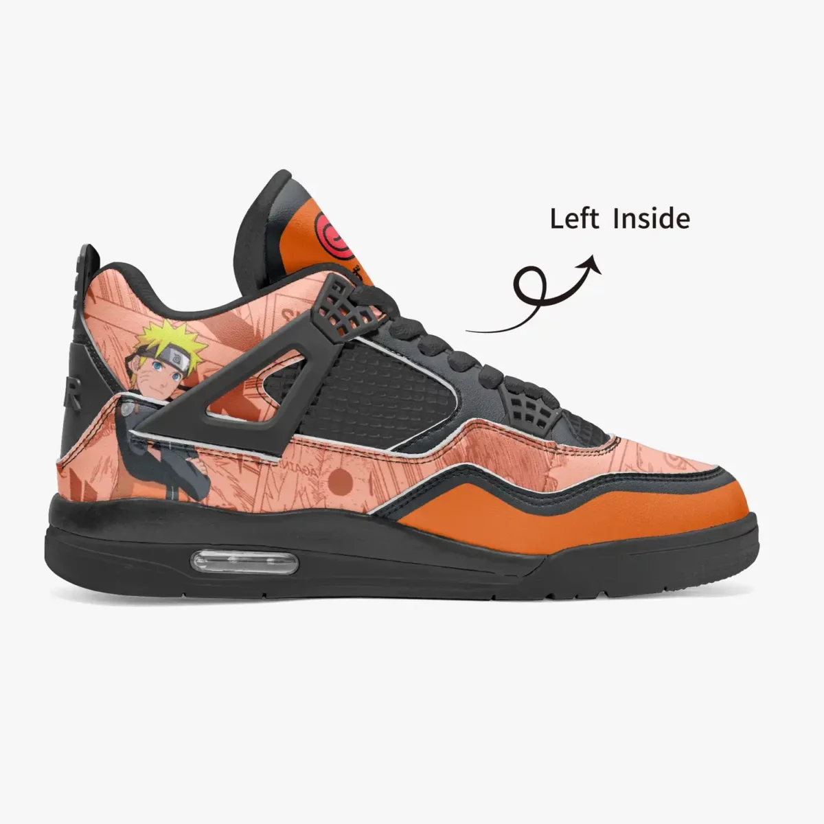 Naruto Uzumaki High-Top Black Sole Sneakers: Naruto Shippuden Basketball Kicks | Akatsuki Youth/Adult Sizes | Manga Shoes Design | Cool Kiddo Collection Cool Kiddo 14