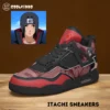 Itachi Uchiha High-Top Black Sole Sneakers: Naruto Shippuden Basketball Kicks | Akatsuki Youth/Adult Sizes | Manga Shoes Design | Cool Kiddo Collection