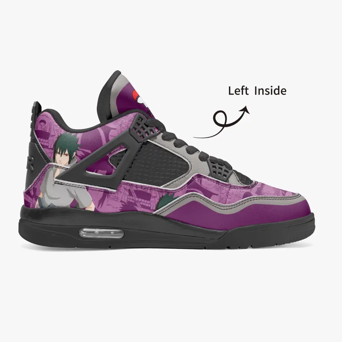 Sasuke Uchiha High-Top Black Sole Sneakers: Naruto Shippuden Basketball Kicks | Akatsuki Youth/Adult Sizes | Manga Shoes Design | Cool Kiddo Collection Cool Kiddo 14