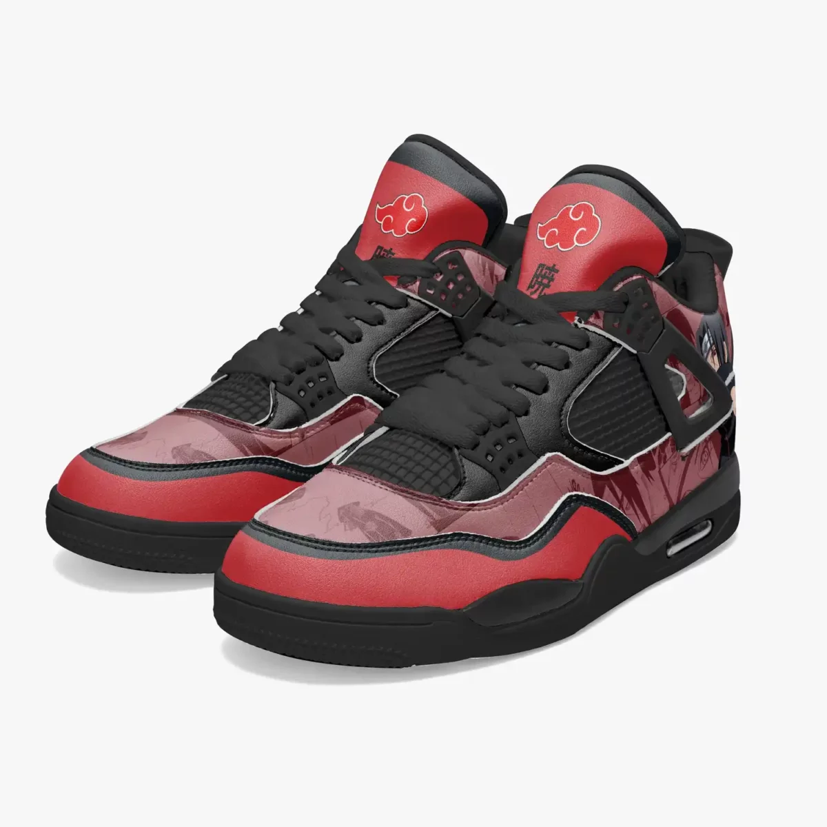 Itachi Uchiha High-Top Black Sole Sneakers: Naruto Shippuden Basketball Kicks | Akatsuki Youth/Adult Sizes | Manga Shoes Design | Cool Kiddo Collection Cool Kiddo 24