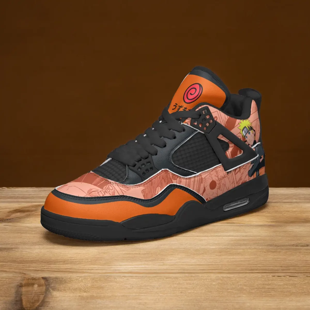 Naruto Uzumaki High-Top Black Sole Sneakers: Naruto Shippuden Basketball Kicks | Akatsuki Youth/Adult Sizes | Manga Shoes Design | Cool Kiddo Collection Cool Kiddo 24