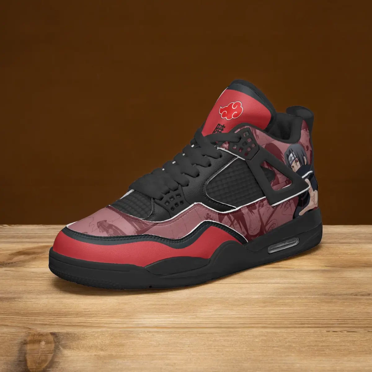 Itachi Uchiha High-Top Black Sole Sneakers: Naruto Shippuden Basketball Kicks | Akatsuki Youth/Adult Sizes | Manga Shoes Design | Cool Kiddo Collection Cool Kiddo 14