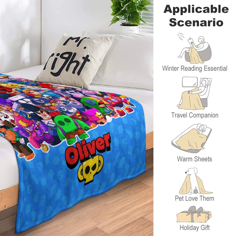 Personalized BRAWL STARS blanket for kids. Soft and comfortable material: Made of anti-pilling flannel material. Cool Kiddo 16