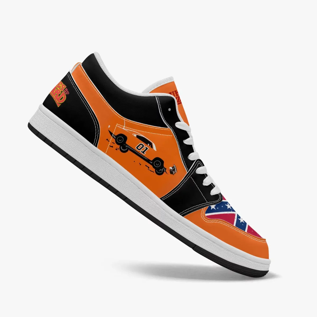 Dukes of Hazzard 80’s TV Series Inspired Shoes. AJ1 Low-Top Leather Sneakers Cool Kiddo 16