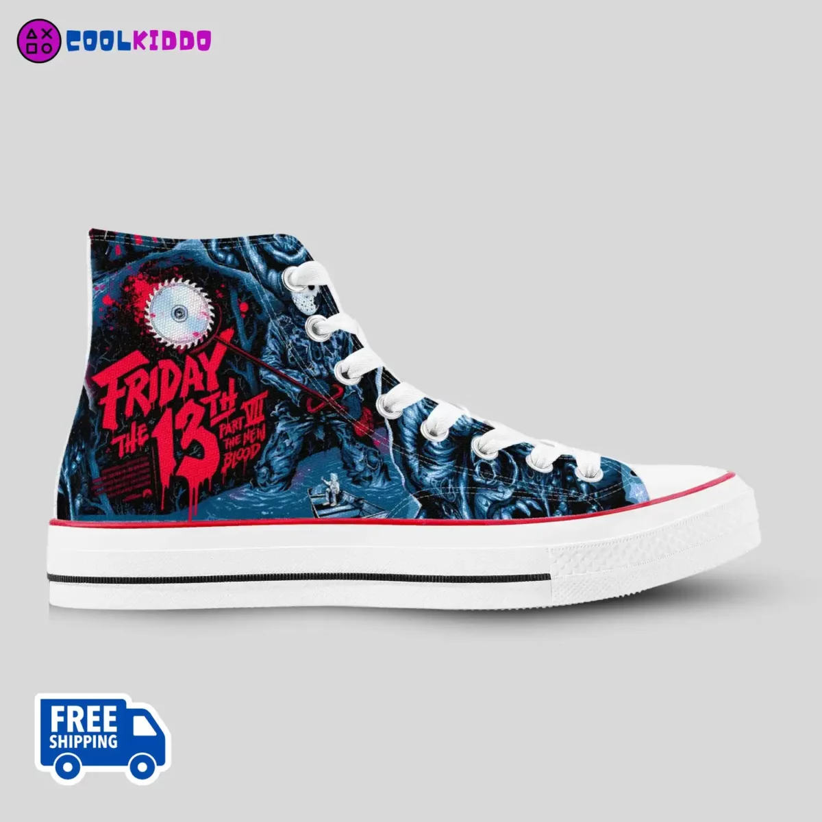 Custom Friday the 13th Canvas High-Top Sneakers | Horror Movie Jason Print Shoes Cool Kiddo 12