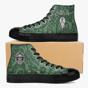 Custom Cthulhu Character Inspired High-Top Canvas Shoes for Adult/Youth – Printed H.P. Lovecraft Sneakers, Casual Footwear Cool Kiddo 10