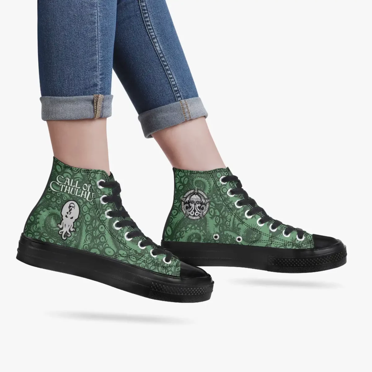 Custom Cthulhu Character Inspired High-Top Canvas Shoes for Adult/Youth – Printed H.P. Lovecraft Sneakers, Casual Footwear Cool Kiddo 18