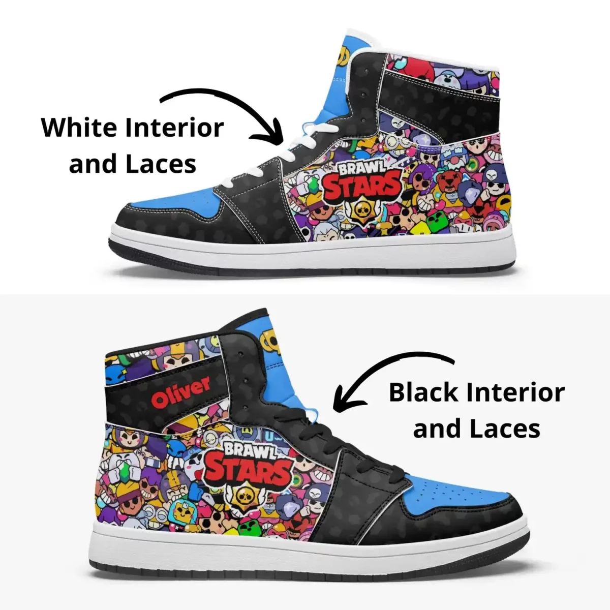 Custom Brawl Stars Videogame High-Top Leather Shoes | Adult/Youth Casual Sneakers | Optional Personalization Cool Kiddo 20