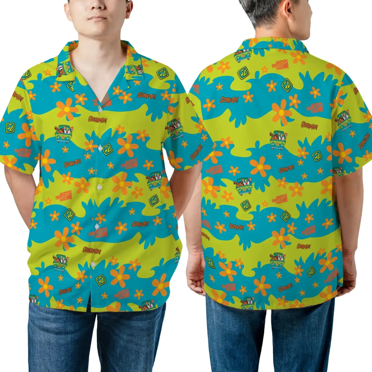 Scooby Doo Button Up Pocket Shirt. Mystery Machine Characters Gift for Fans Cool Kiddo 16