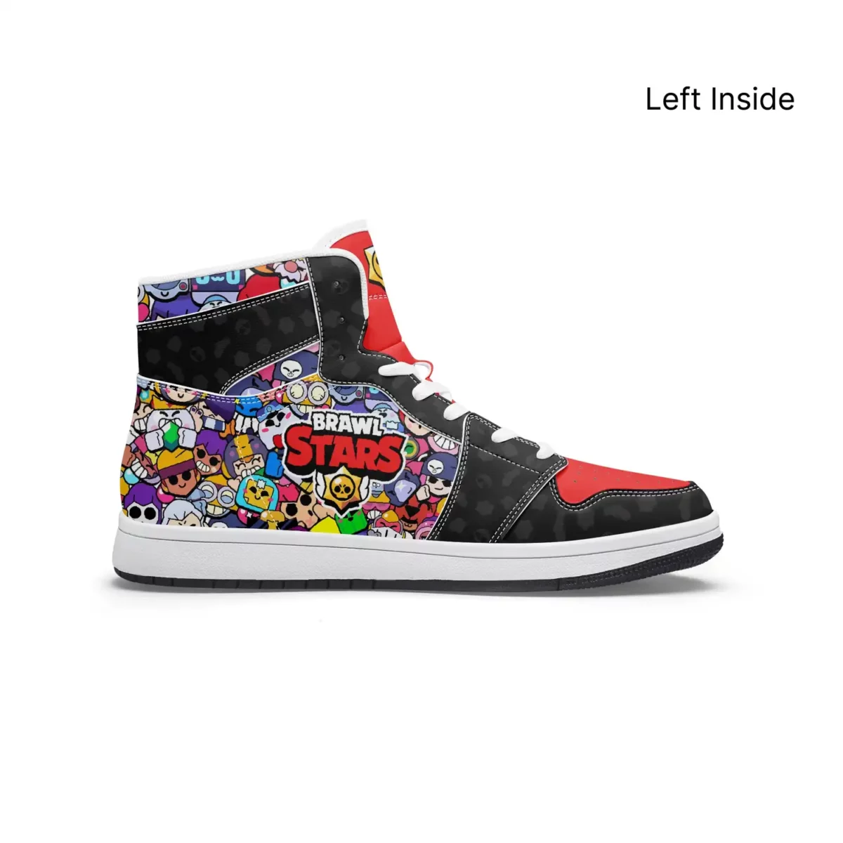 Custom Brawl Stars Videogame Black and Red High-Top Leather Shoes | Adult/Youth Casual Sneakers Cool Kiddo 12