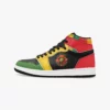 Rastafari AJ1 Black and Mother Earth Colors High-Tops Leather Sneakers For Youth/Adults Cool Kiddo 30