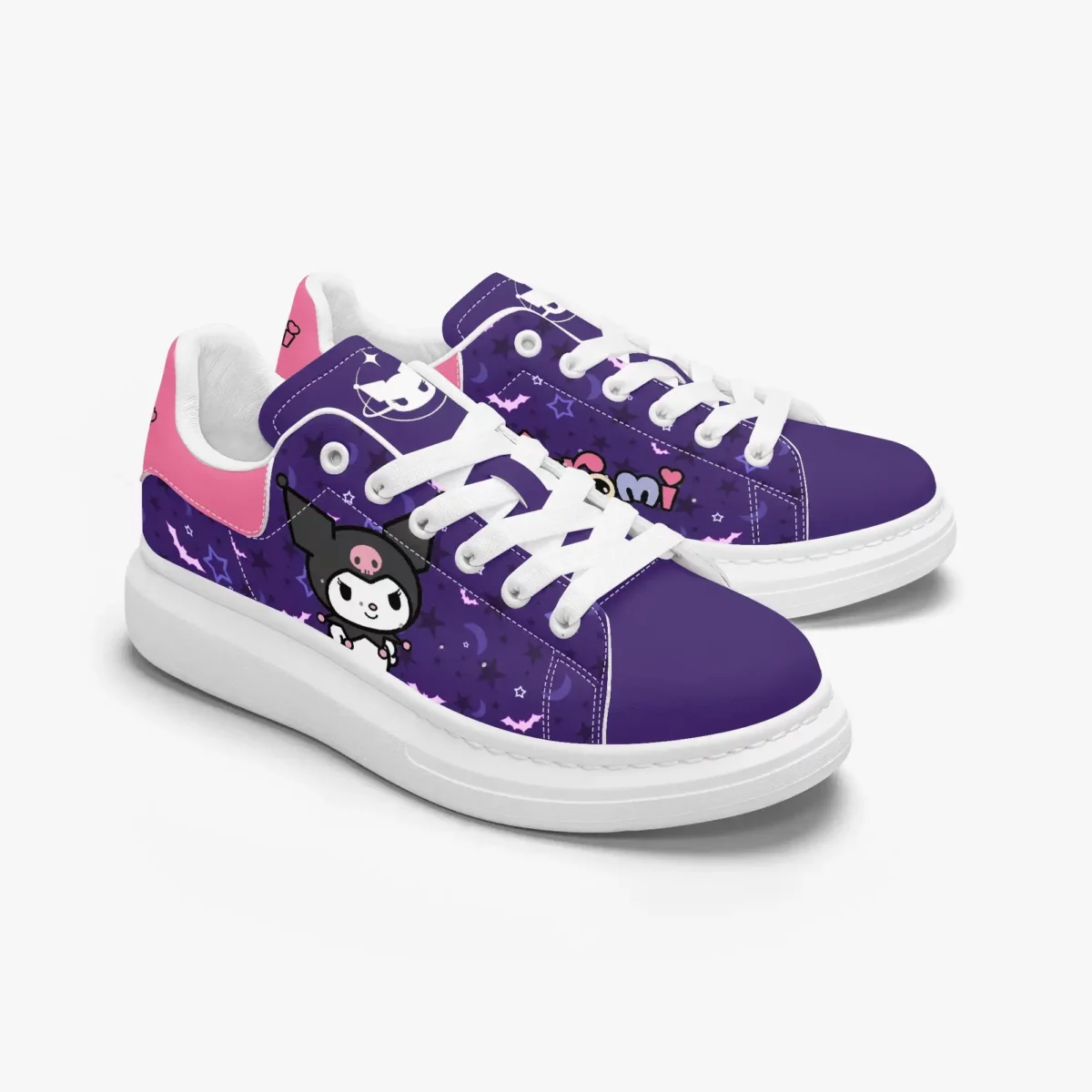 Kuromi Character Inspired Leather Oversized Sneakers – Black Rabbit Kuromi Shoes Cool Kiddo 22