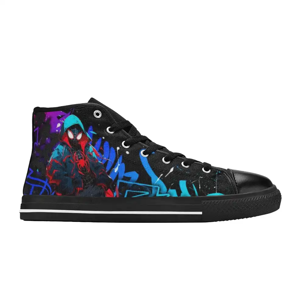 Miles Morales Spider Verse Movie Inspired High-Top Shoes Kids/Youth – Black Spiderman Sneakers Cool Kiddo 20