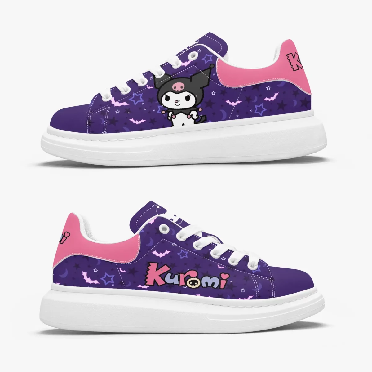 Kuromi Character Inspired Leather Oversized Sneakers – Black Rabbit Kuromi Shoes Cool Kiddo 16