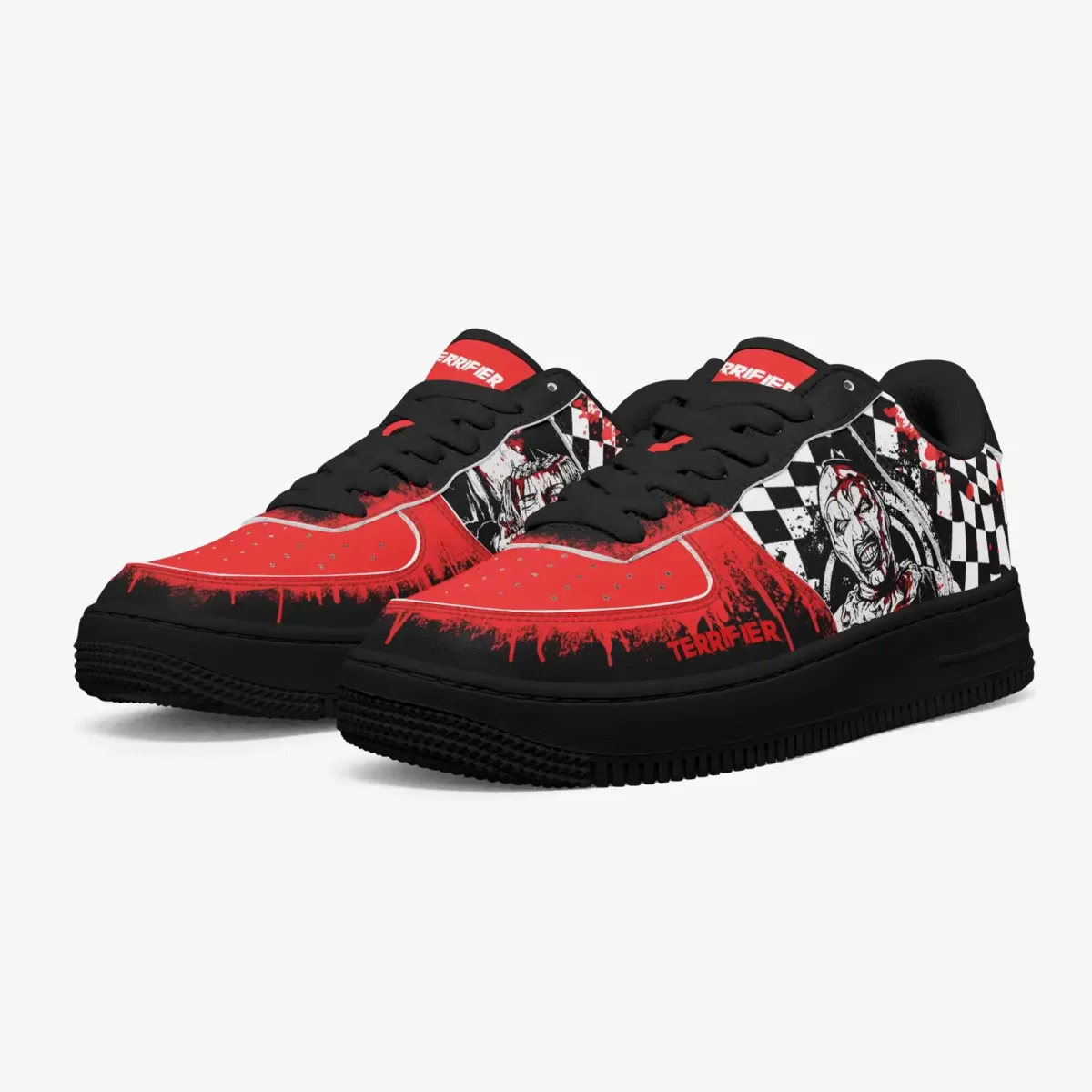 Custom Terrifier Low-Top Leather Sneakers | Horror Movie Inspired Unisex Graphic Shoes Cool Kiddo 14