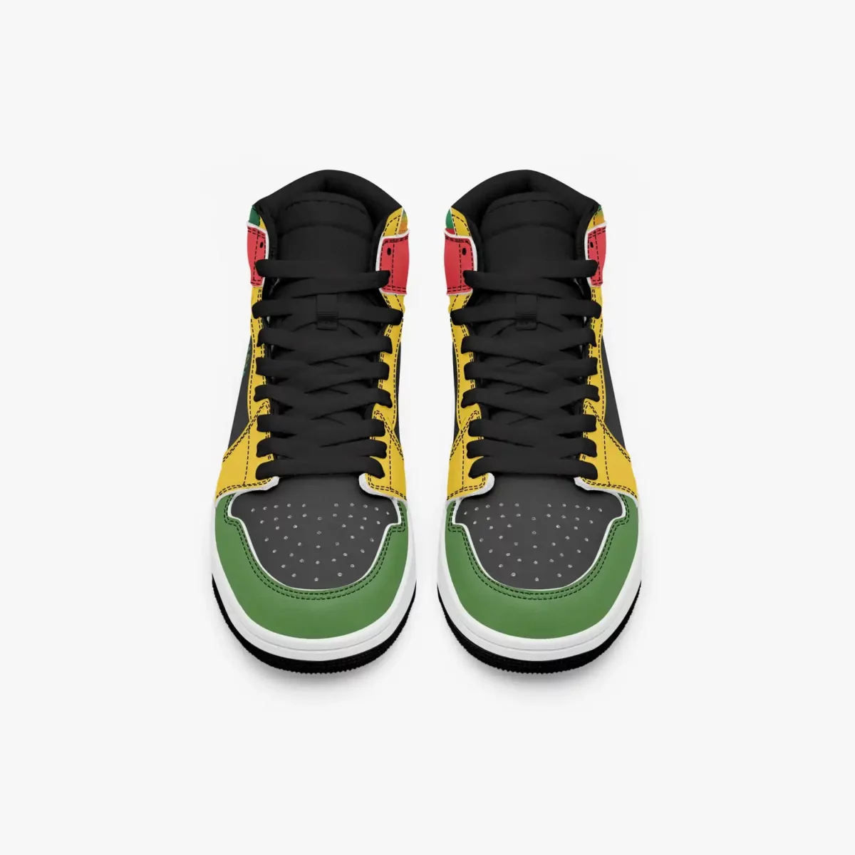 Custom Rastafari AJ1 Style Sneakers | Ethiopian Flag Colors Basketball Graphic Shoes Cool Kiddo 18