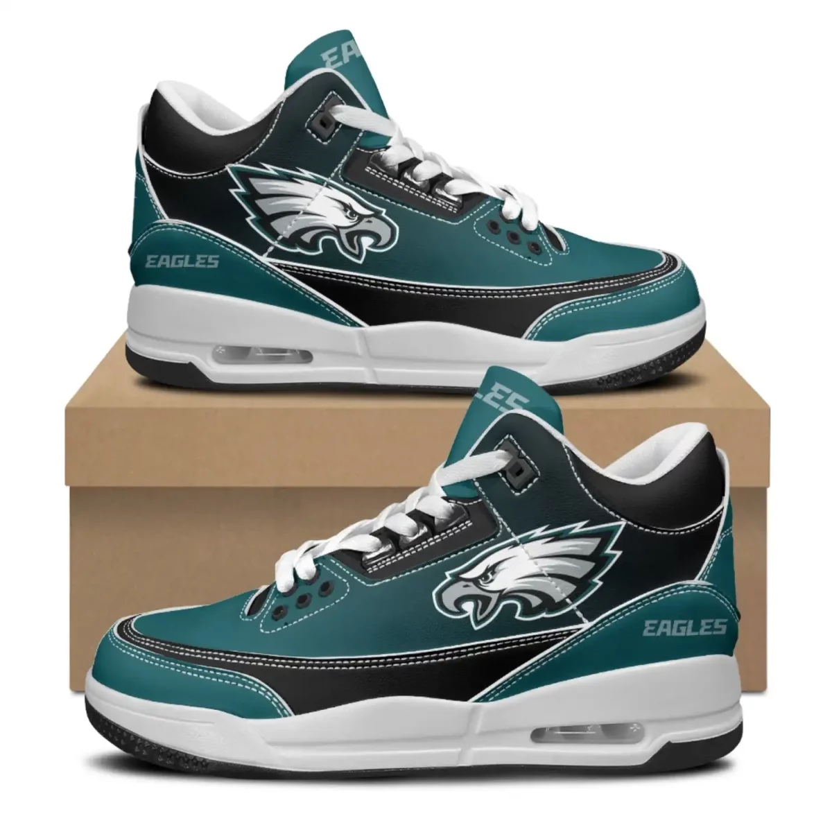 Custom Philadelphia Eagles NFL Team AJ3 Sneakers | Eagles Football Team Unisex Adult Shoes Cool Kiddo 10